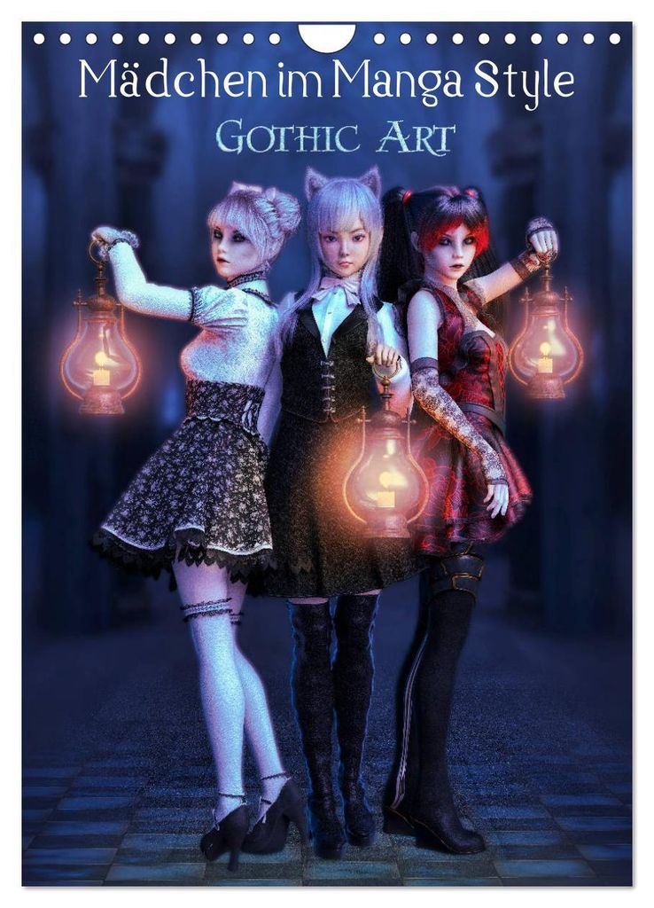 Mädchen im Manga Style (Gothic Art) (Wandkalender 2027 DIN A4 hoch), CALVENDO Monatskalender