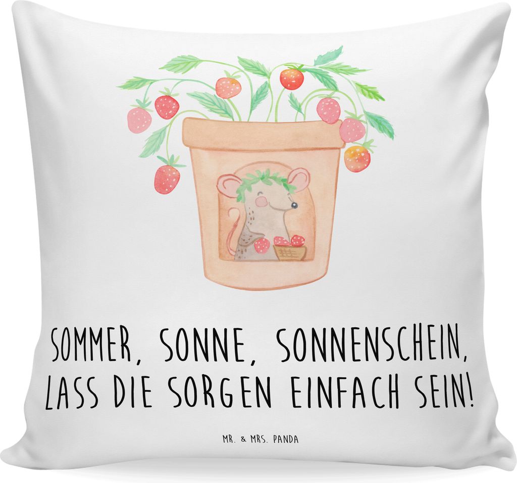 Mr. & Mrs. Panda kissen bedruckt Sommerfreude - Weiß - Geschenk, Summer Feelings, Vibes, Sommergefühle, Deko, Polster, Handgefertigte Produkte, D...