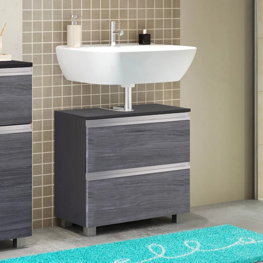 Meuble vasque Arezzo aspect chêne argenté fumé avec finitions premium