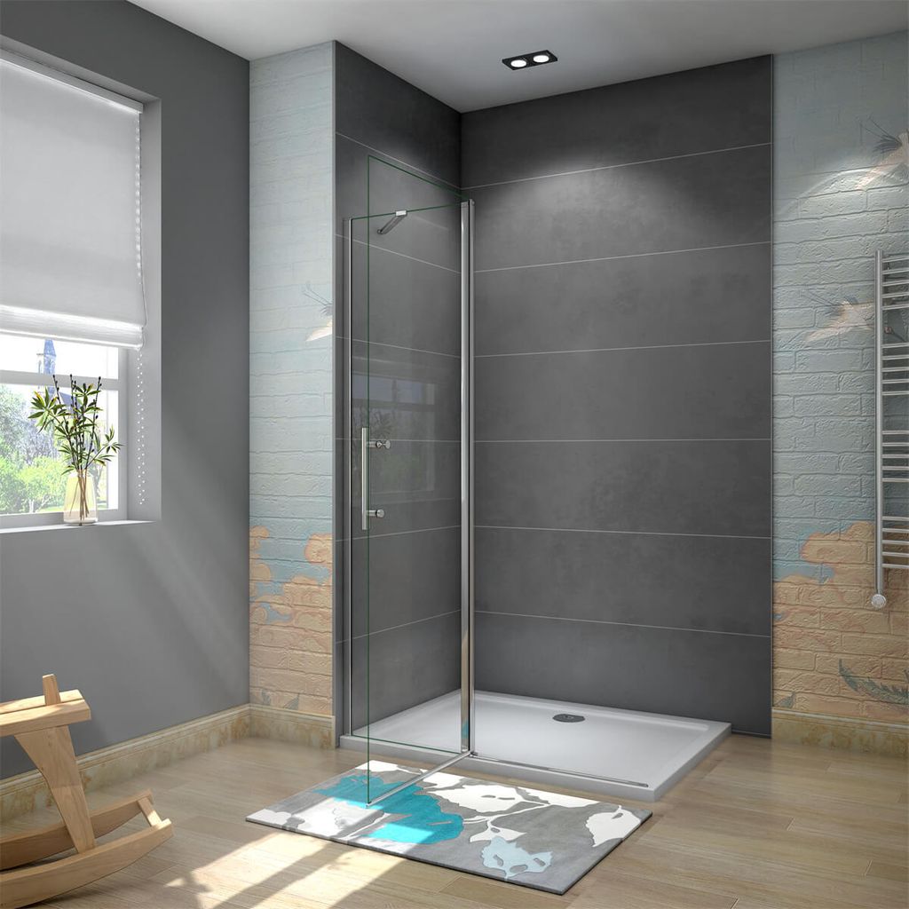 100cm(949-969mm) 195cm 6mm Drehwand ESG Nano Glas Walk in Dusche Duschtür