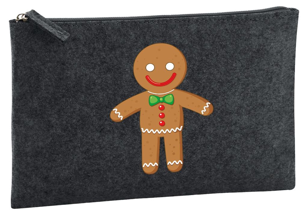 Huuraa Kulturbeutel Lebkuchenmann Lebkuchenfigur 1 Liter Charcoal Filz Kosmetiktasche Geschenkidee