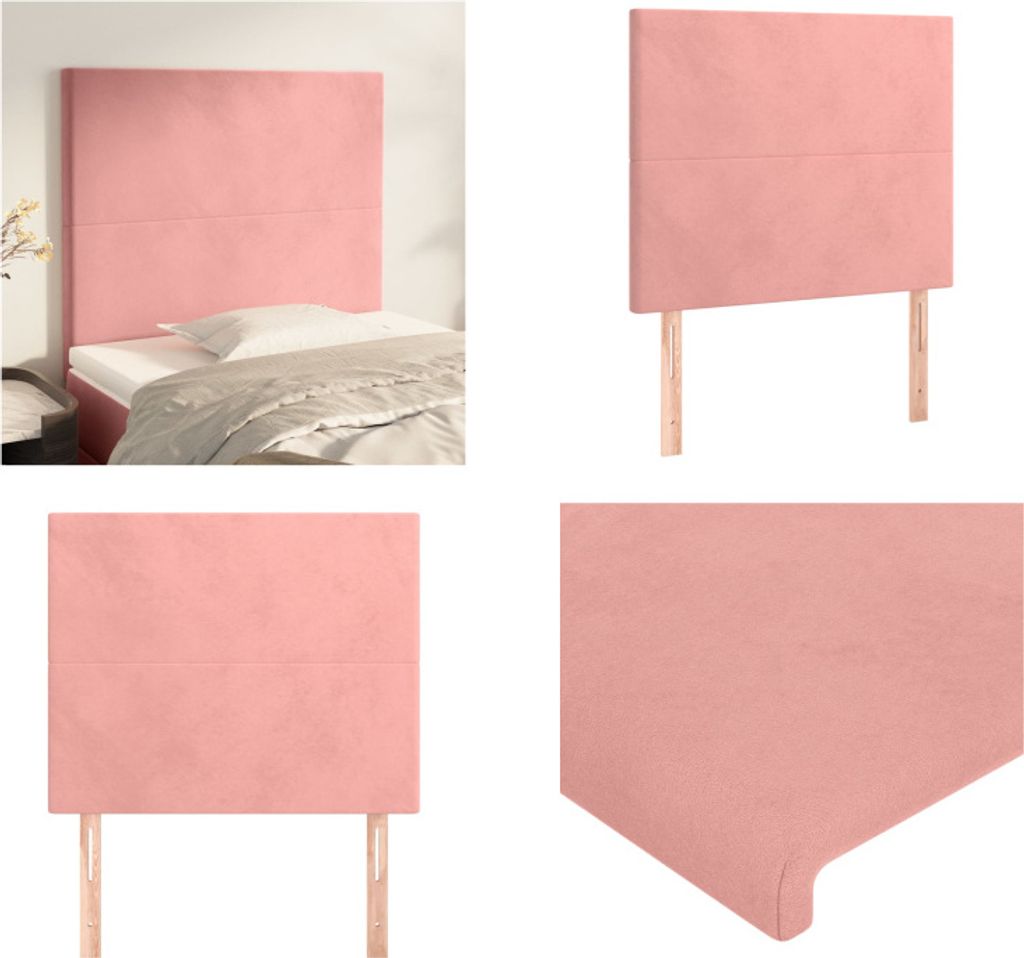 vidaXL Kopfteile 2 Stk. Rosa 90x5x78/88 cm Samt - Kopfteil - Kopfteile - Bett-Kopfteil - Bettkopfteil