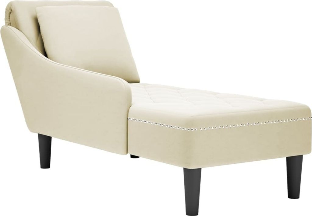 "2026 Promotion" Chaiselongue mit Kissen und Rechter Armlehne Creme Samt - Recamieren CC23553