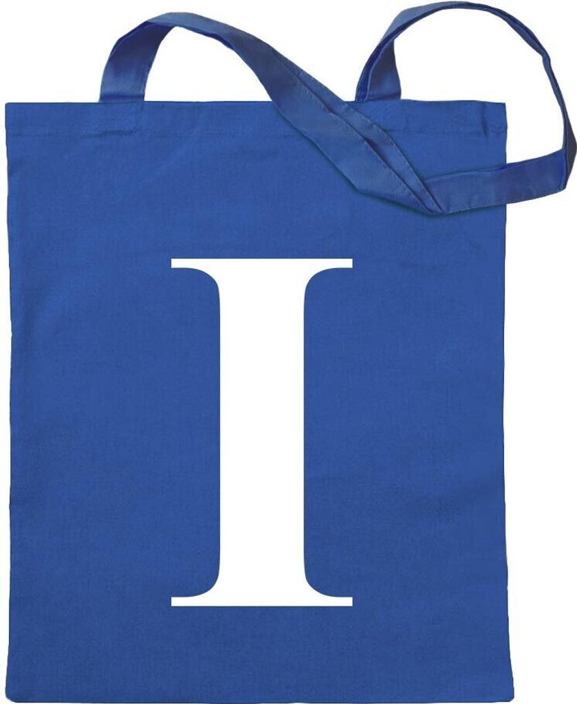Kiwistar - Baumwolltasche - royalblau - Buchstabe I - Alphabet - Turnbeutel Fun Rucksack Sport Beutel Gymsack Ziehgurt