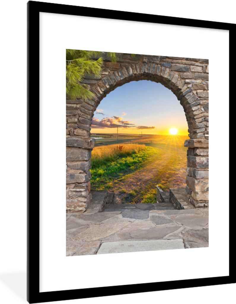 MuchoWow® Gerahmtes Poster Landleben - Sonne - Aussicht - Produktbild 