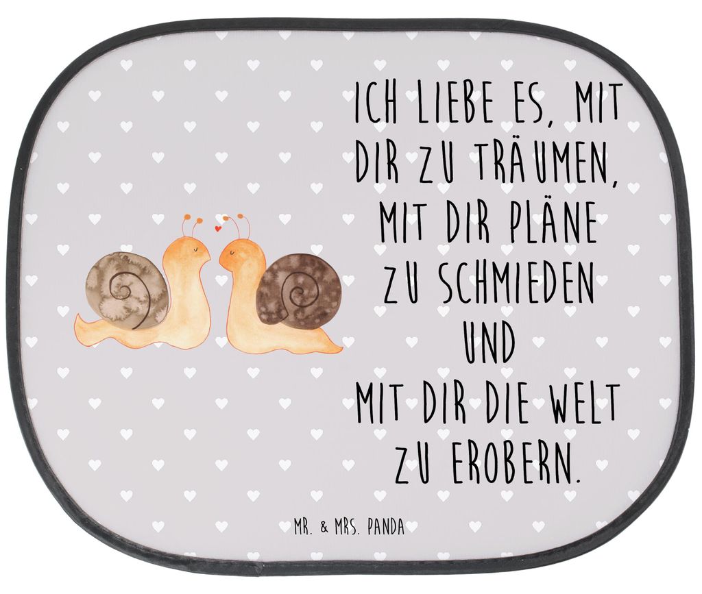 Mr. & Mrs. Panda Sonnenblende Auto Schnecken Liebe - Grau Pastell - Geschenk, Sonnenschutz, fenster, Verliebt, kfz blendschutz, Gemeinsam, Ehe, sei...