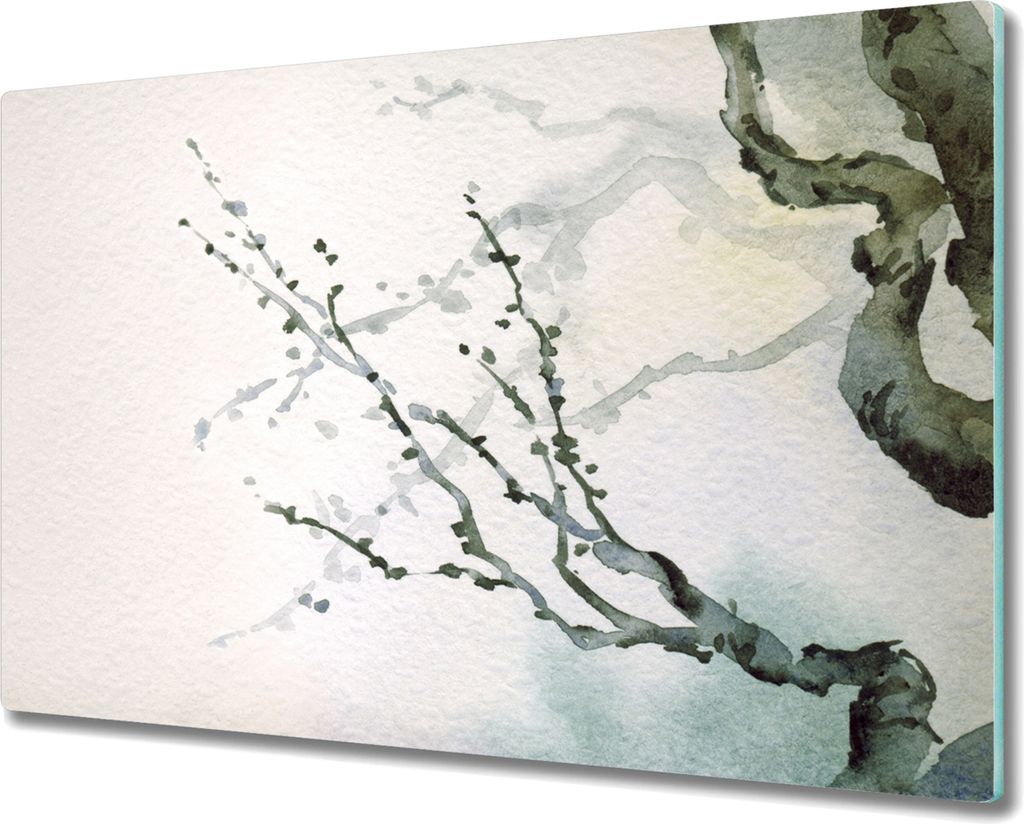 Coloray Schneidebrett Herdabdeckplatte 80x52 cm Kochplattenabdeckung Hackbrett Küchenbrett - Kunst Tinte Kirschbaum