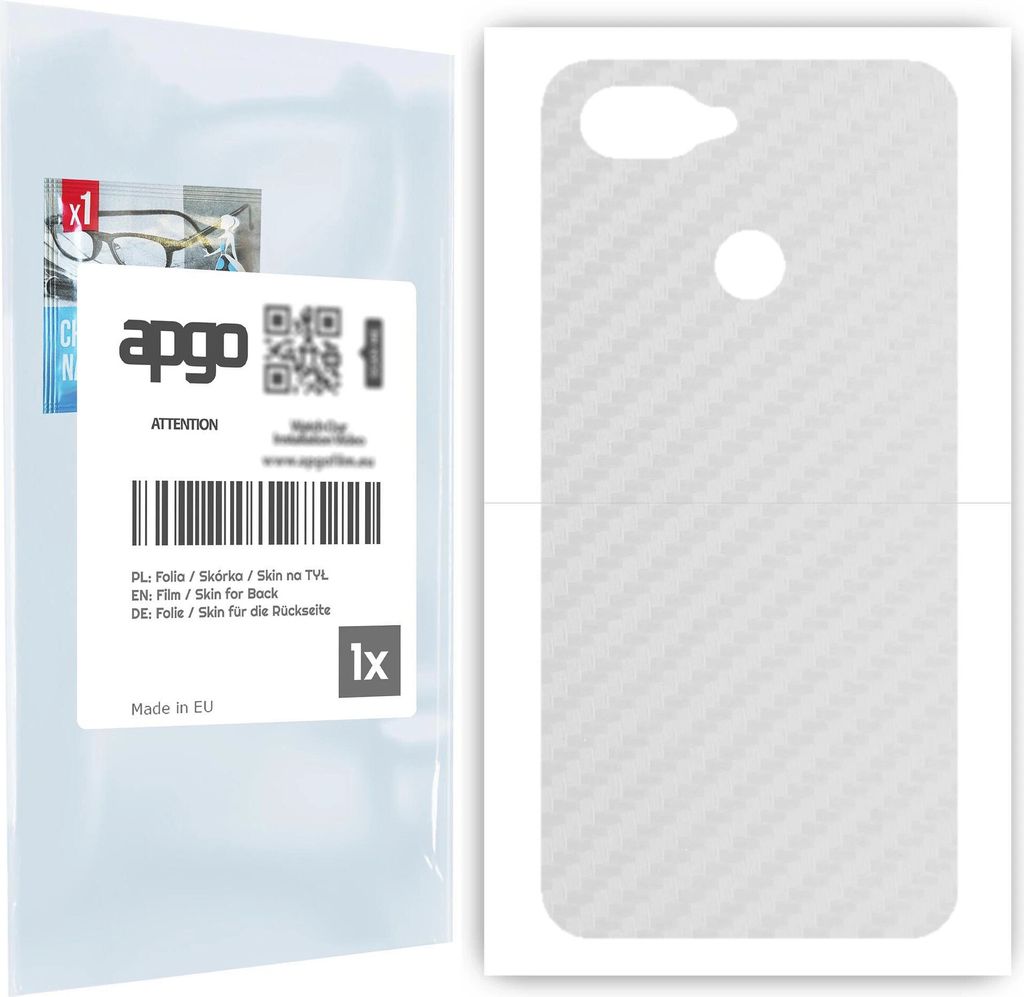 apgo Rückseite Schutzfolie für Oppo A12 - Hinten Schutzfolie Carbon Transparent (durchsichtig), Rückseite Folie schützt vor Kratzern und Finge...