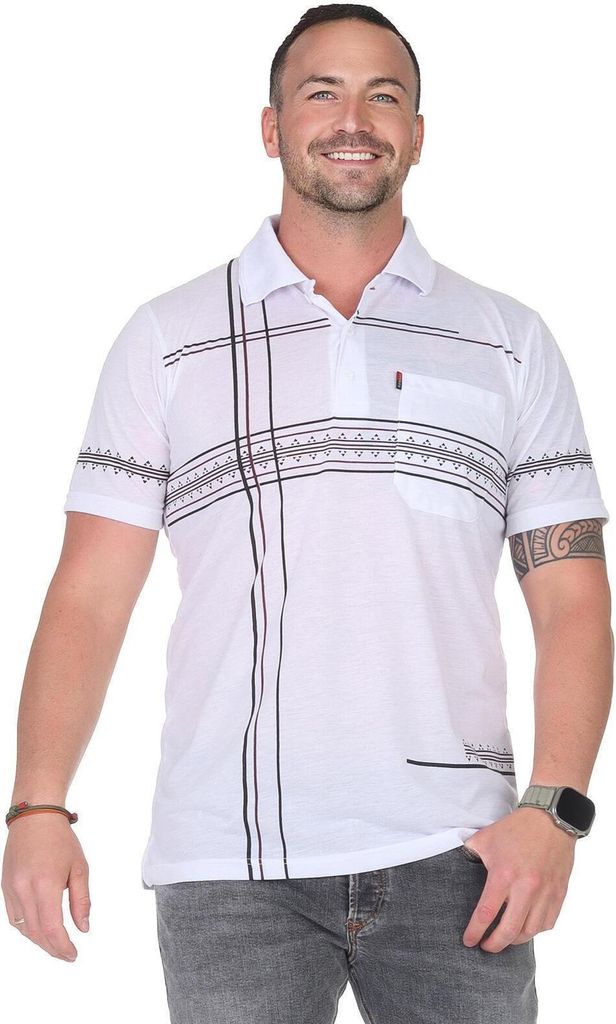 Herren Poloshirt Sommer Polo-Hemd Kurzarm, Weiß/L/50