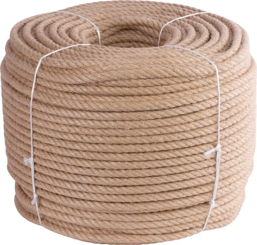 Grosse corde en jute 12 mm toronnée et résistante, bobine de 220 mètres