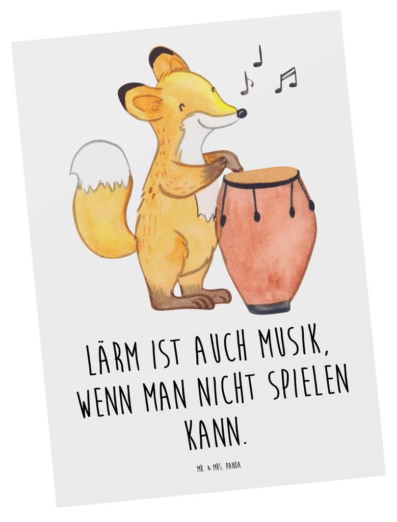 Mr. & Mrs. Panda Postkarte Schlagzeug Lärm - Weiß - Geschenk, Instrument, Ansichtskarten, Musiker, Postkarten, Musik, Lernen, Grußkarte, Dynamik...