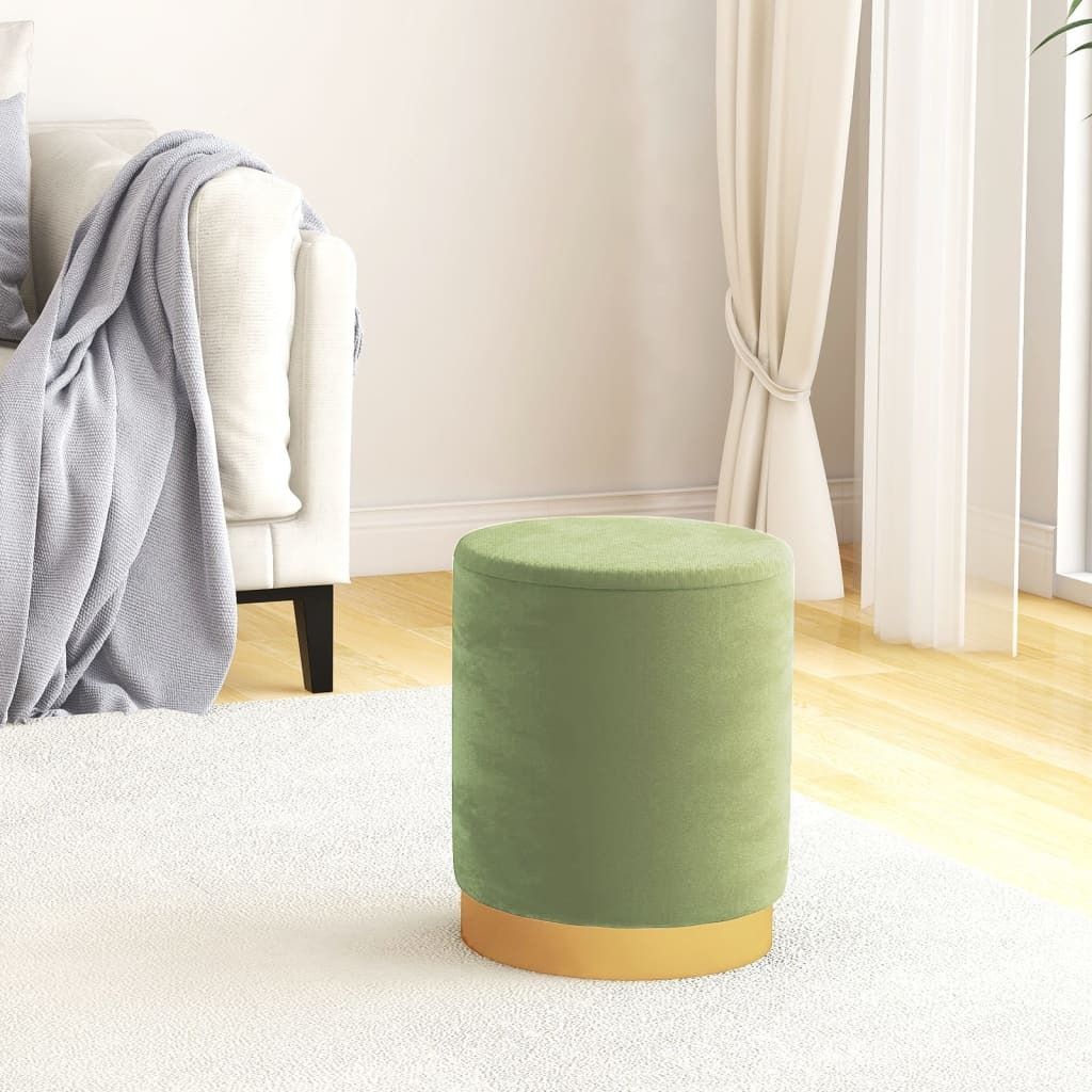 Best Möbel Runder Aufbewahrungshocker Senfgrün Samt 31 x 37 cm - Hocker Cloris Neu1550363 1parcel