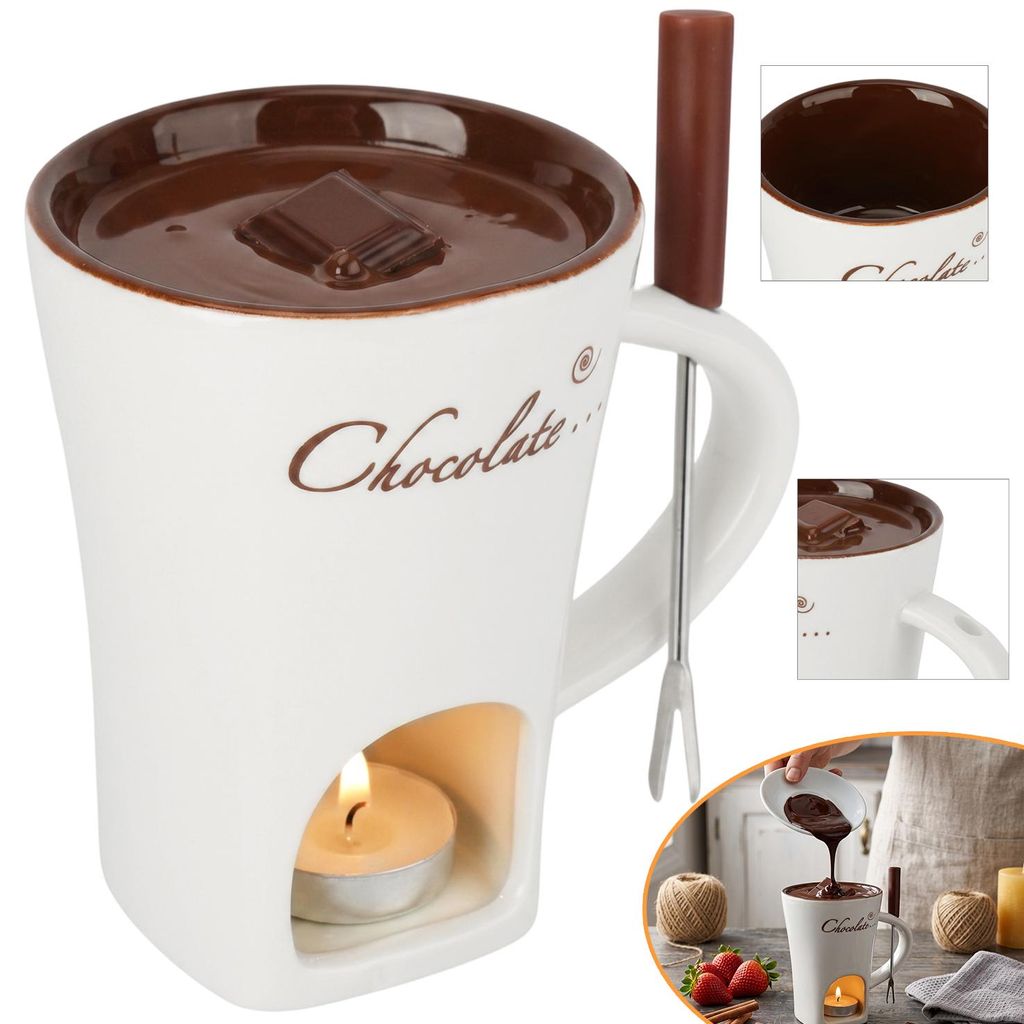 Keramik Schokofondue‑Tasse 200 ml, Schokoladenschmelztopf Produktbild 