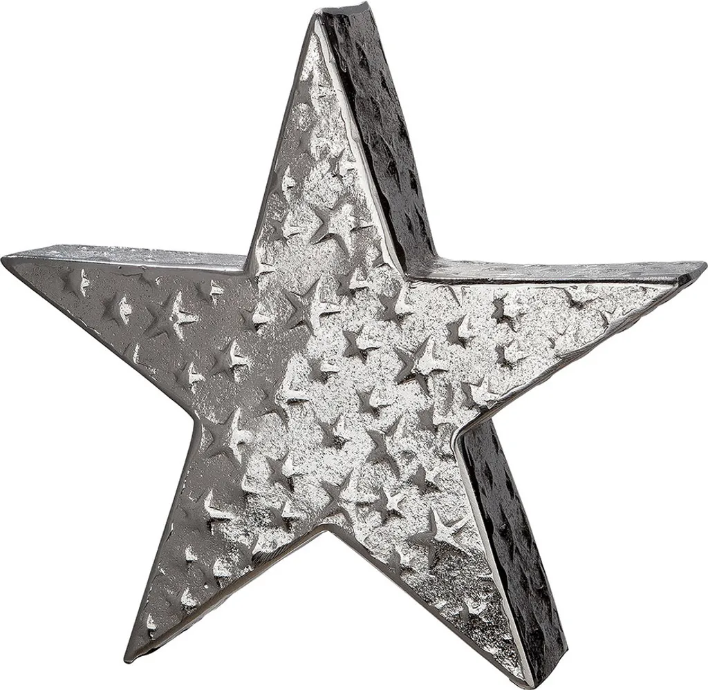 Étoile décorative Gilde en aluminium argenté, objet design hauteur 38 cm