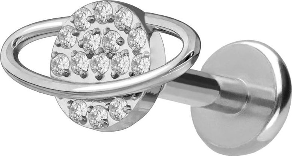 Ohrpiercing, Nasenpiercing Titan Labret mit Push Fit KRISTALLPLANET Silber Stablänge: 5mm | Stabstärke: 1,2mm