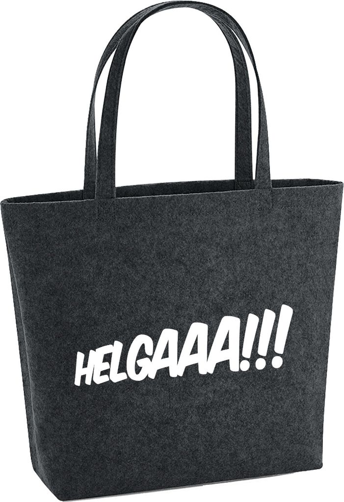 Huuraa Filzshopper Helgaaa Schriftzug 22 Liter Charcoal Melange Filztasche Geschenkidee