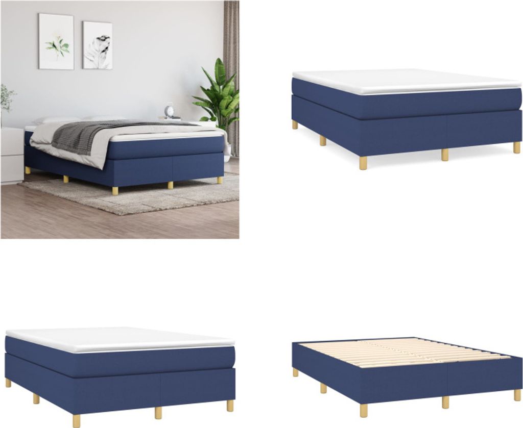 vidaXL Boxspringbett mit Matratze Blau 140x190 cm Stoff - Boxspringbett - Boxspringbetten - Bett - Schlafzimmermöbel