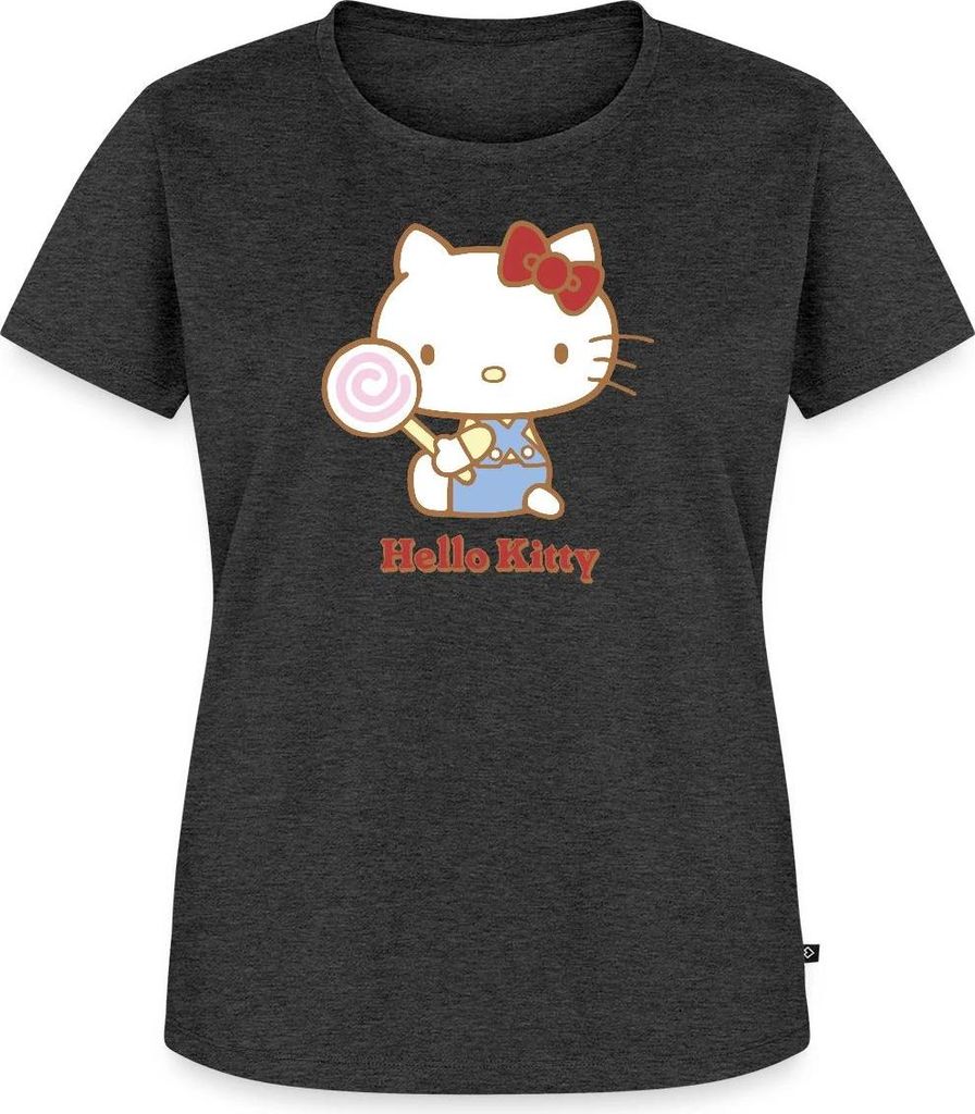 Spreadshirt Hello Kitty Mit Lollipop Frauen Premium T-Shirt, 3XL, Anthrazit meliert