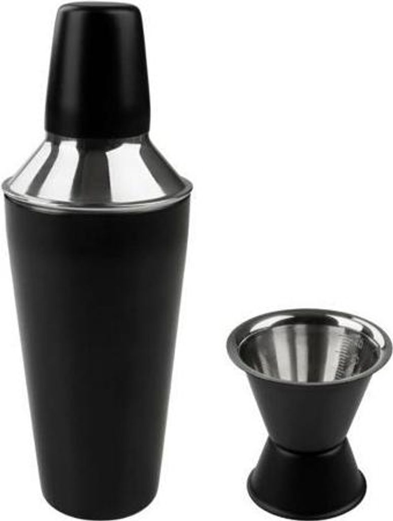 Cocktail Shaker Set, 750 ml Shaker, mit 4 cl Messbecher, Edelstahl, Mattschwarz, Fackelmann Spectre