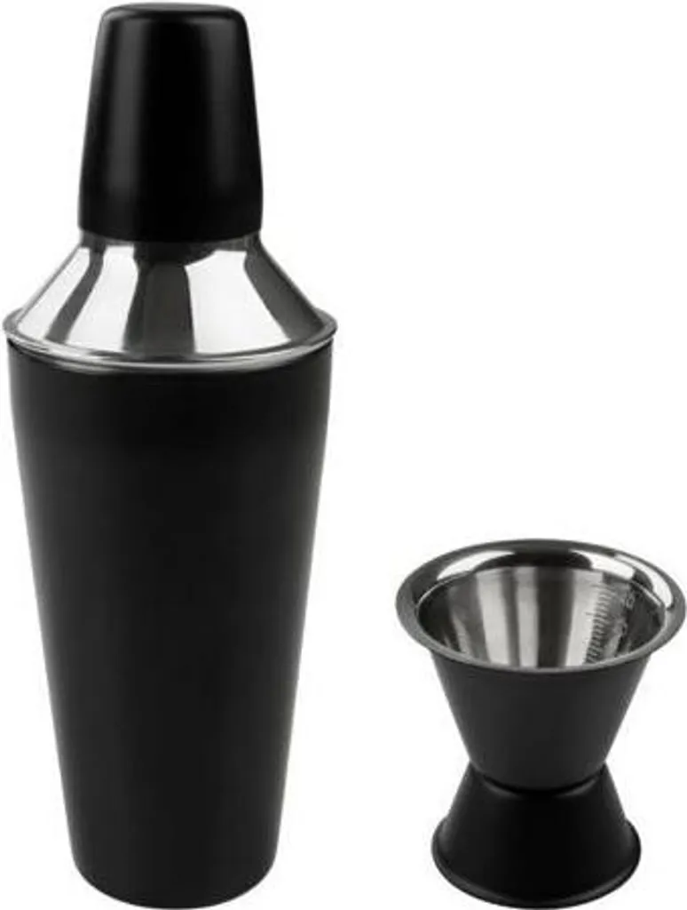 Set shaker da cocktail, shaker da 750 ml, con misurino da 4 cl, acciaio inossidabile, nero opaco, Fackelmann Spectre