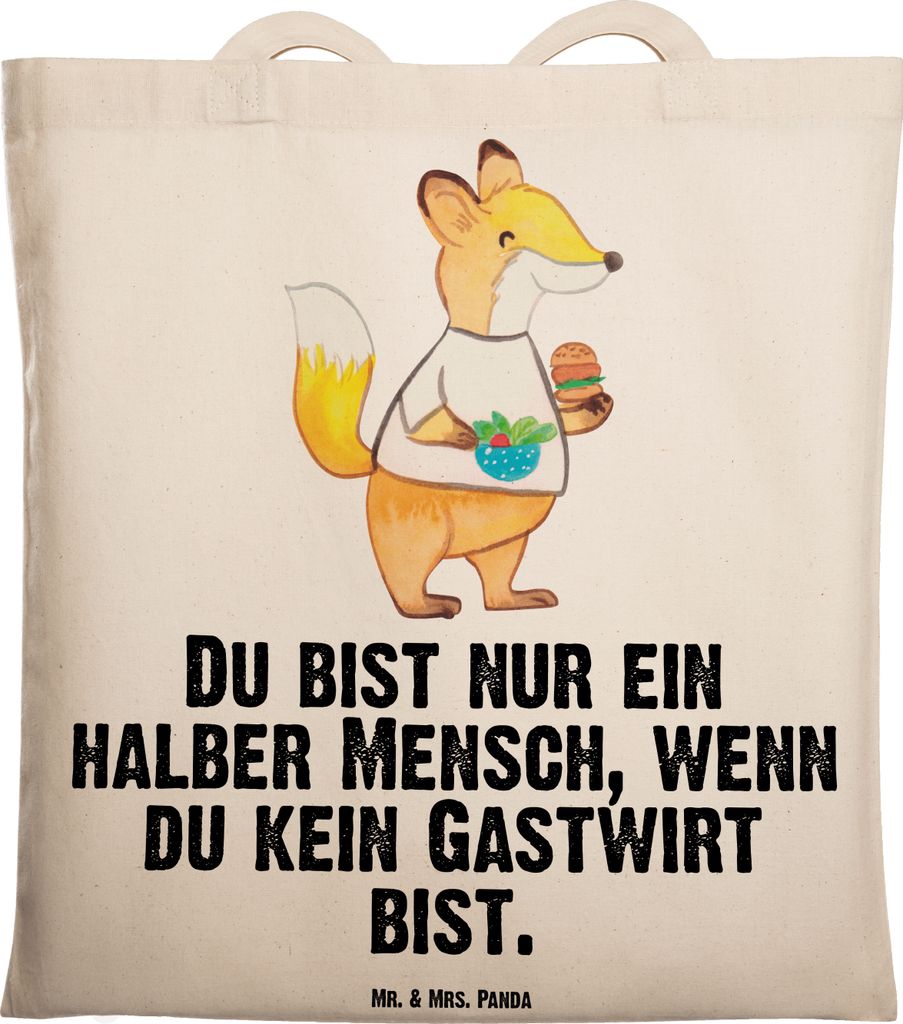 Mr. & Mrs. Panda Tote Bag Gastwirt Herz - Transparent - Geschenk, Tasche, Laptoptasche, Kneipe, Schultasche, Bar, Baumwolltasche, Rum, Gaststätte,...