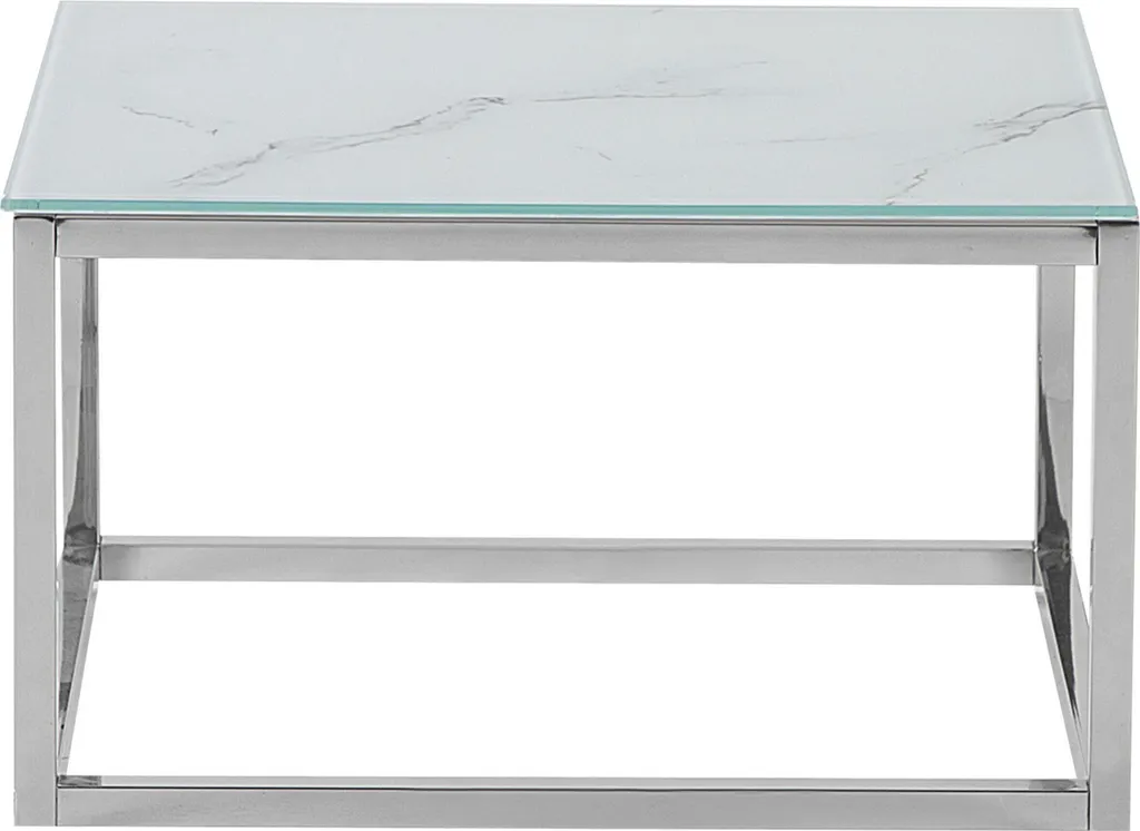 Table basse effet marbre blanc et argent Brea avec structure robuste - 6