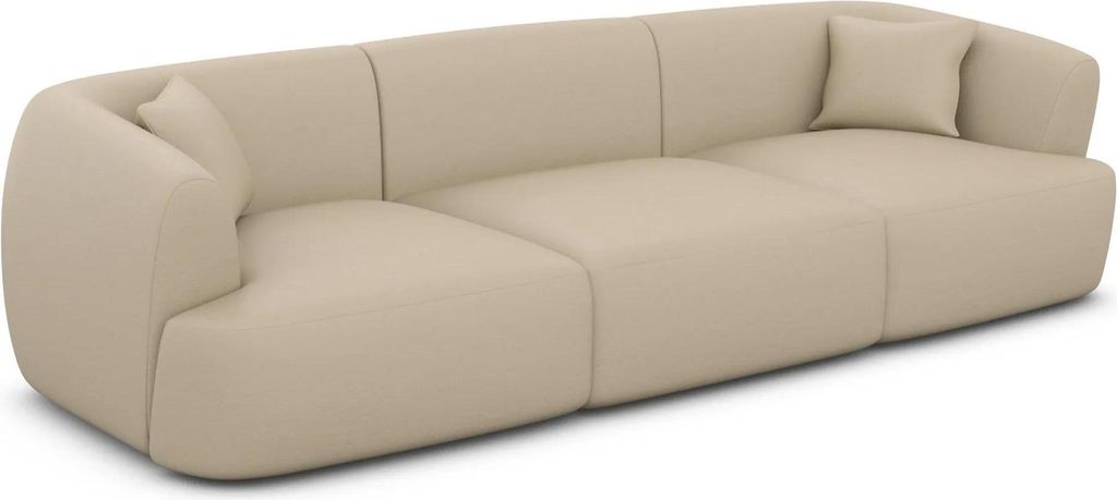 Echtleder 3-Sitzer Couch Elvira Beige