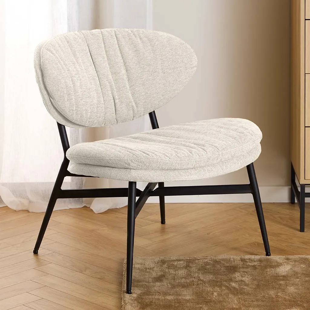 Fauteuil confortable en chenille beige Smuk Miles contre le mal de dos