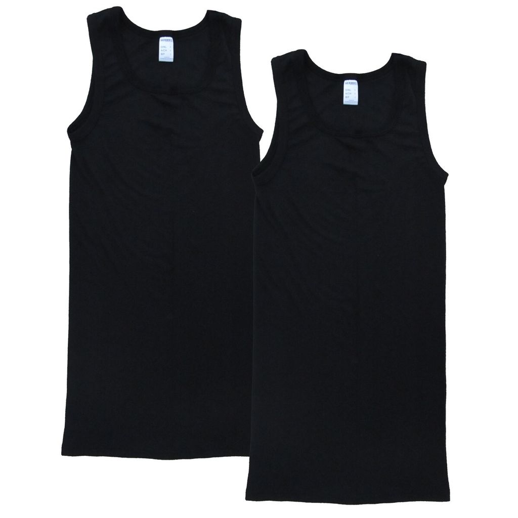 HERMKO 63027 2er Pack Herren Funktionsunterhemd extralang, Größe:D 4 = EU S, Farbe:schwarz