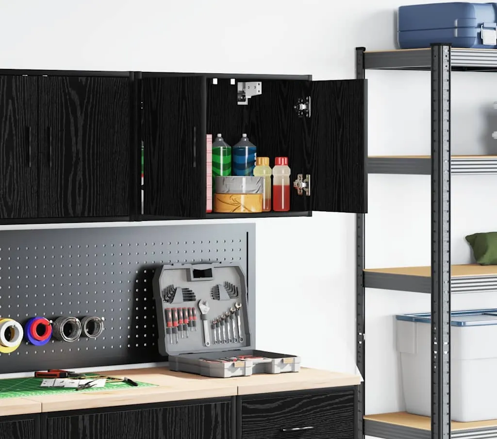 Armadio a Muro per Garage Nero Legno Cloris New3821187 - Shop Online