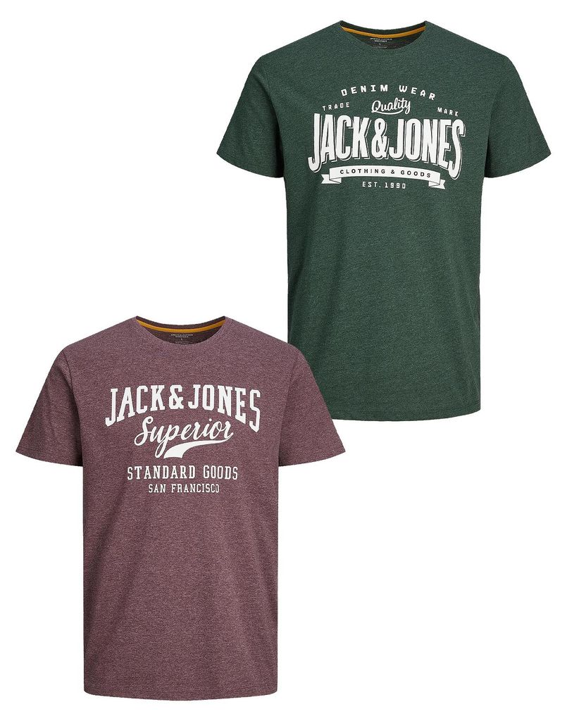 JACK & JONES 2-er Set T-Shirt Rundhals Logo Print Shirt Produktbild 