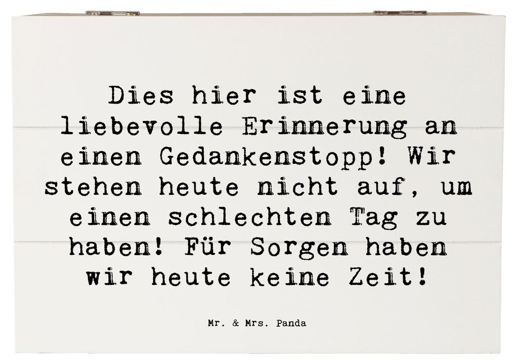 Mr. & Mrs. Panda Holztruhe Spruch Freude Erleben 22 x 15 cm - Weiß - Geschenk, schatztruhe, Zufriedenheit, Box, positives Denken, Kiste mit Deckel...