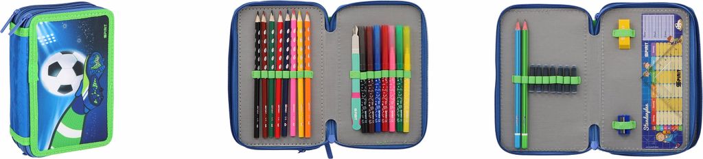 SCOOLSTAR Federmäppchen 3 Kammer 3 Zip Fussball  Motiv Produktbild 