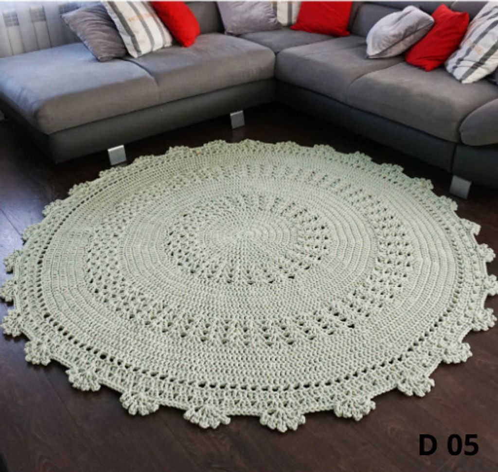 Kulatý háčkovaný koberec / průměr 140 cm / 5 mm bavlněný Obrázek produktu 