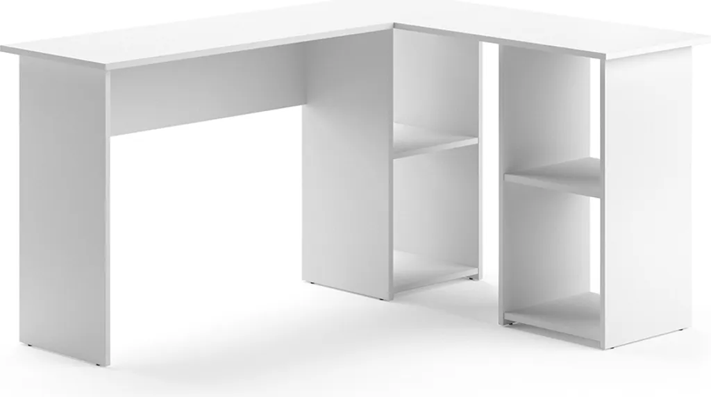 Bureau d'angle Vicco Carlo 136x112cm Blanc : Gagnez de la Place facilement