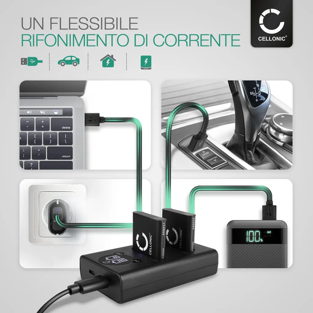 Caricabatterie Dual UC-90 Compatibile Li-90B Li-92B | CELLONIC Smart - 3