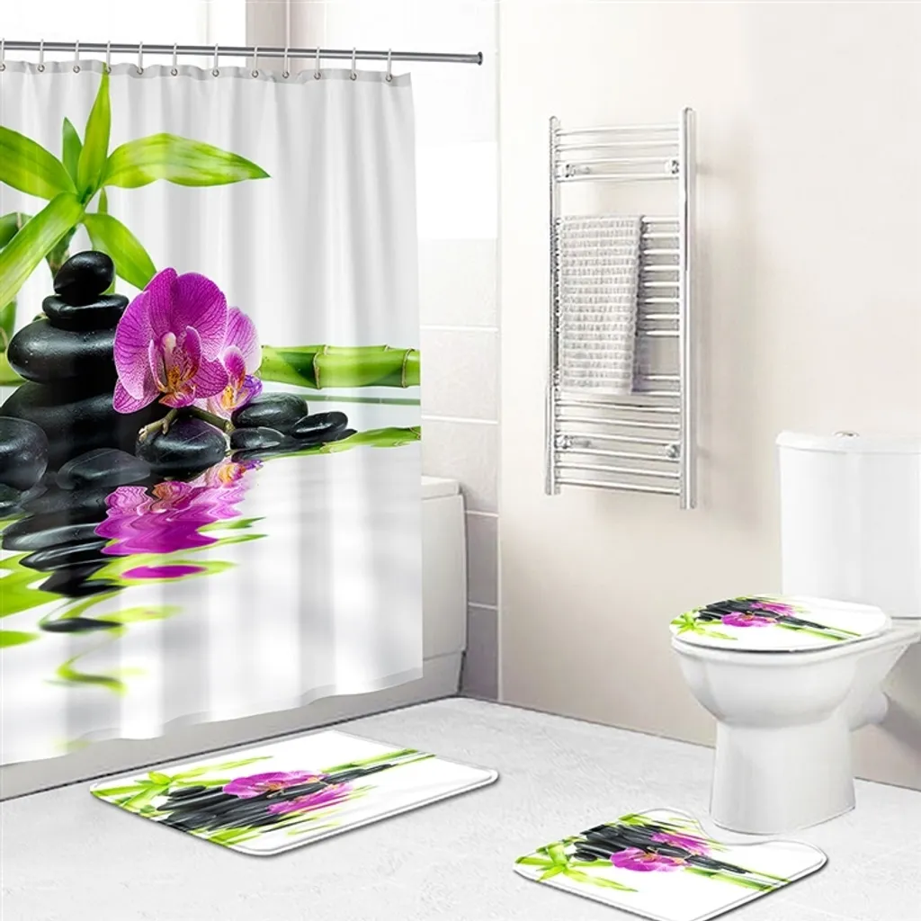 Set Bagno Zen Floreale Stile 11: Benessere e Praticità in 4 Pezzi