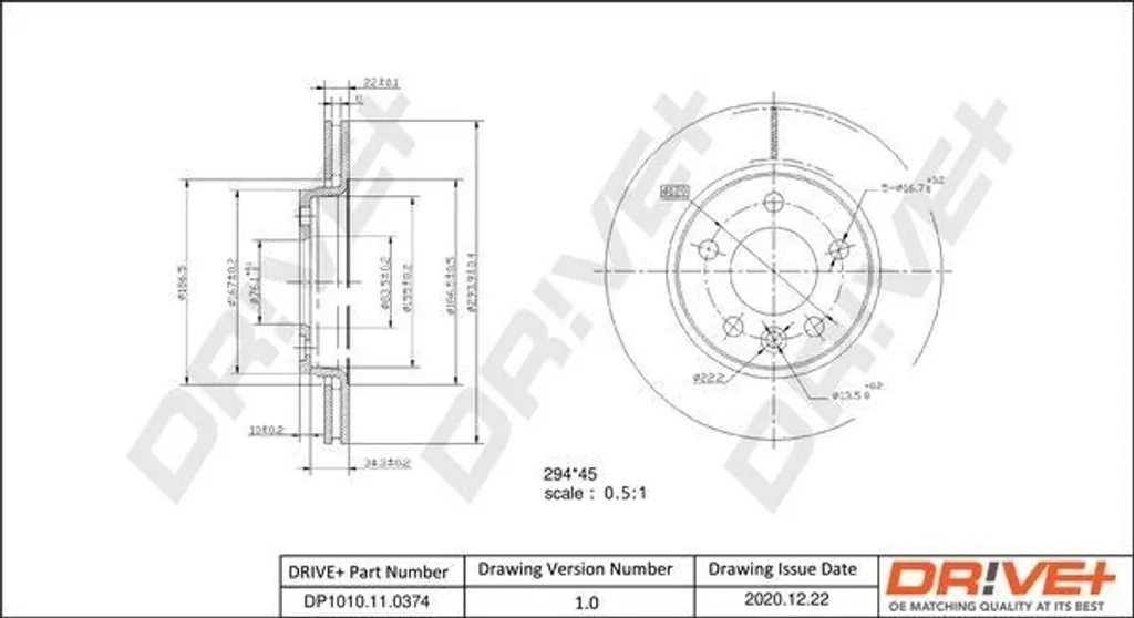 Disque de Frein Arrière pour Volkswagen T5 et T6 - Qualité OE 294mm