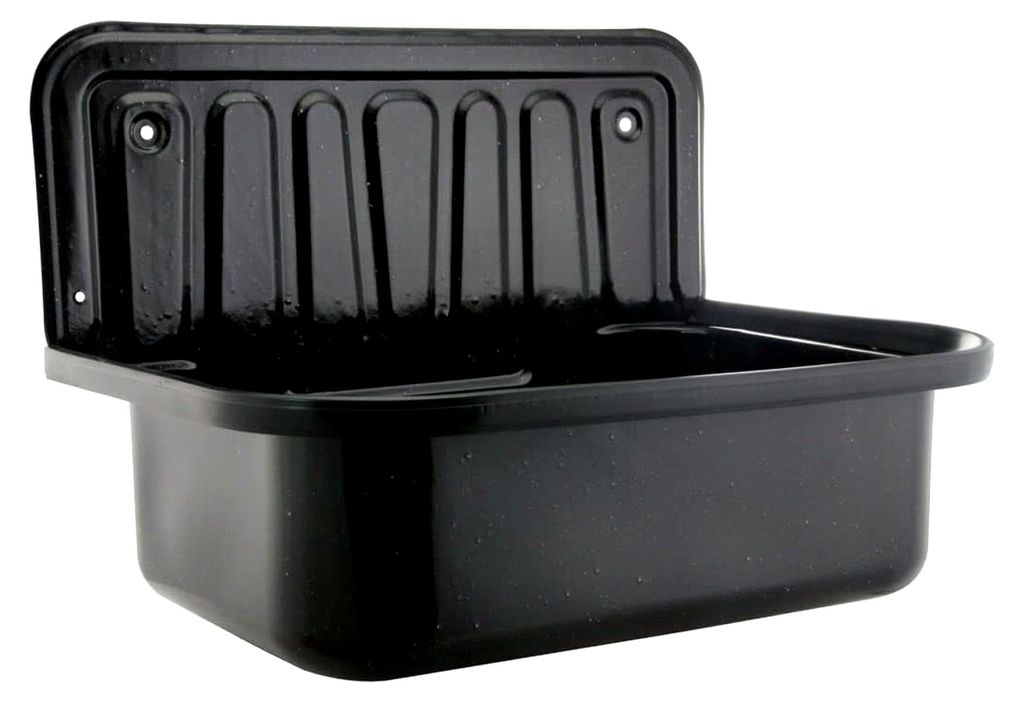 Spülbecken aus Stahl in Granit-Optik für Garten und Waschküche