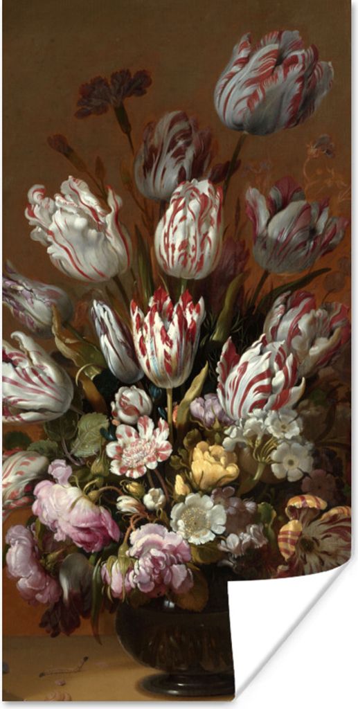 MuchoWow Poster Stilleben mit Blumen - Gemälde von Hans Bollongier 40x80 cm - Dekoration