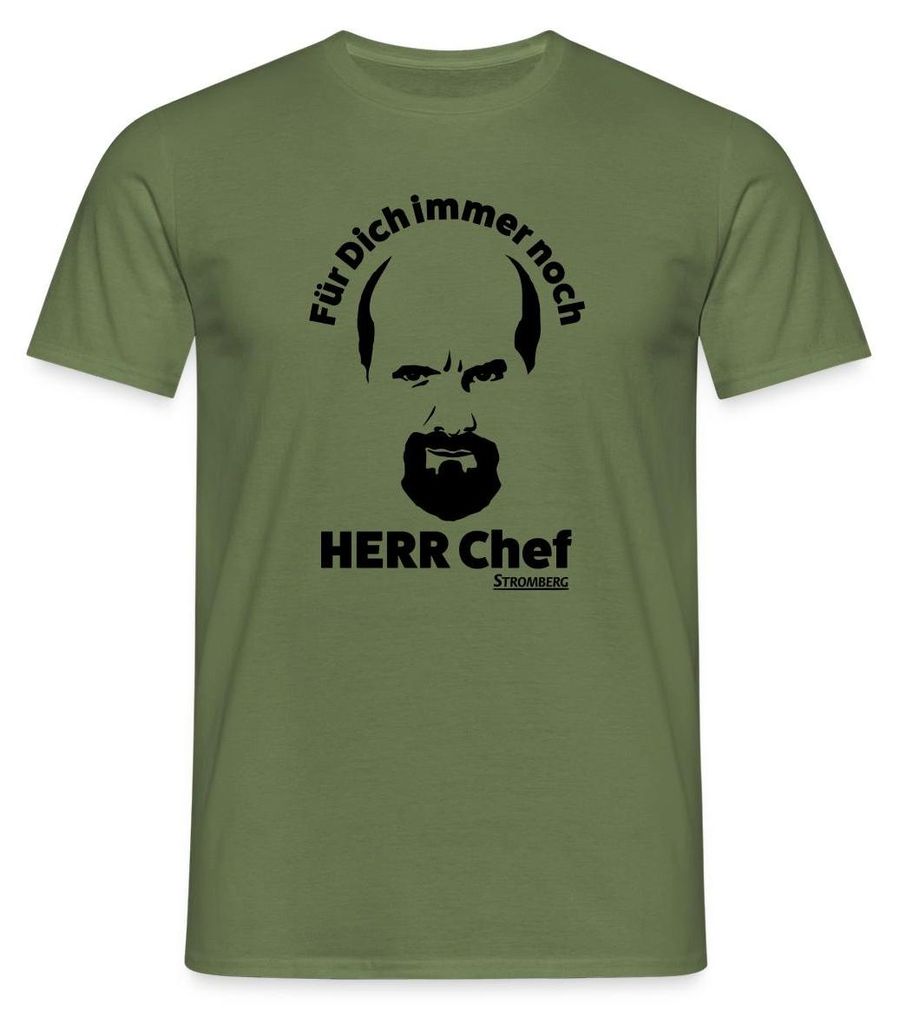 Spreadshirt Stromberg Outline Gesicht Mit Spruch Herr Chef Männer T-Shirt, XL, Militärgrün