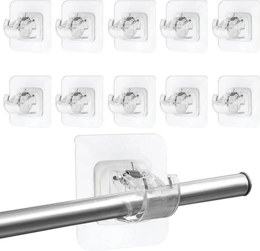 Supports pour tringles à rideaux autocollants réglables - Lot de 10
