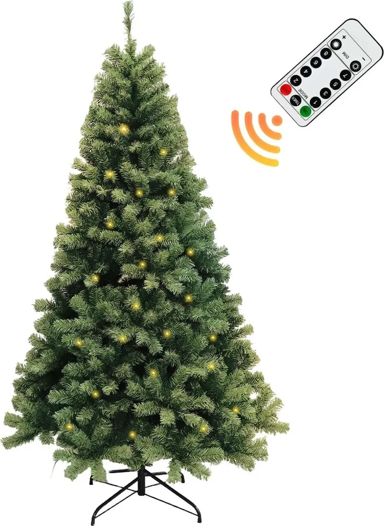 Sapin de Noël artificiel 183 cm avec 250 LED et pied métal robuste