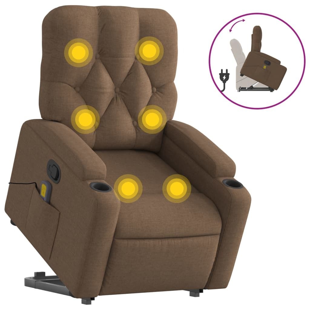 "2026 MODERNE"Massagesessel - TV-Sessel - Einzelsofa elegantes Design - mit Aufstehhilfe Braun Stoff - 74x86,5x93,5cm - Couchsessel NeuMöbel679507