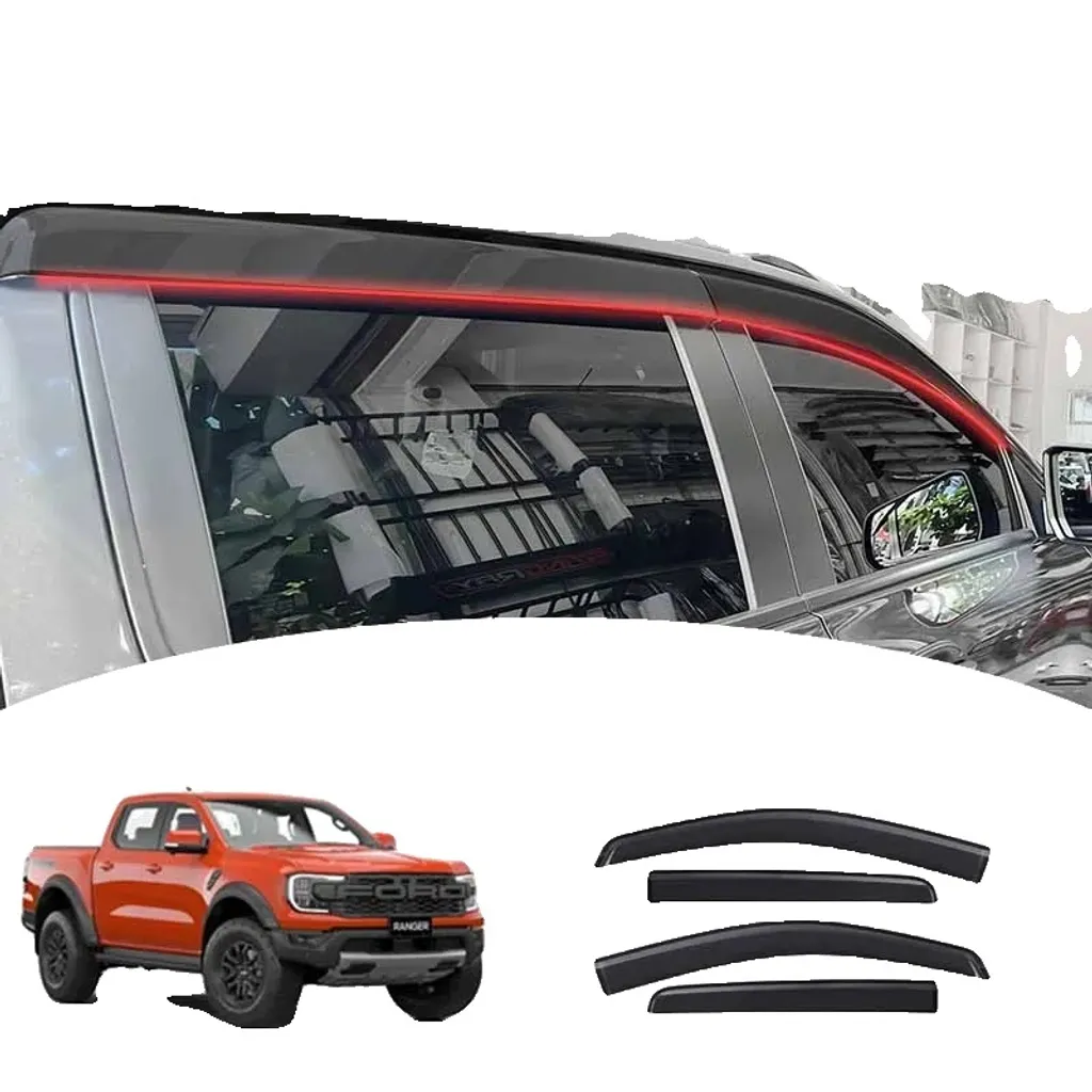 Déflecteur de fenêtre pour rouler sous la pluie, noir mat, pack de 4