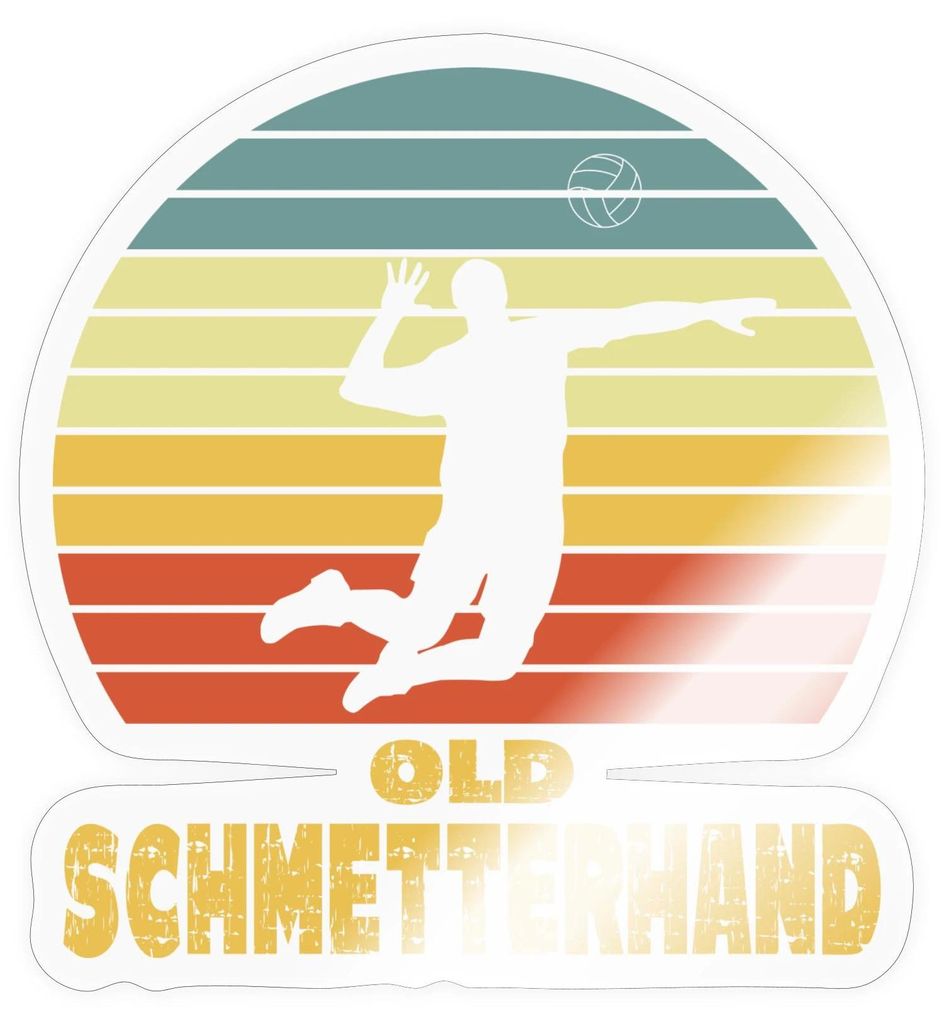 Spreadshirt Old Schmetterhand Lustiges Volleyball Handball Geschenk Sticker Aufkleber, 10 x 10 cm, Transparent glänzend