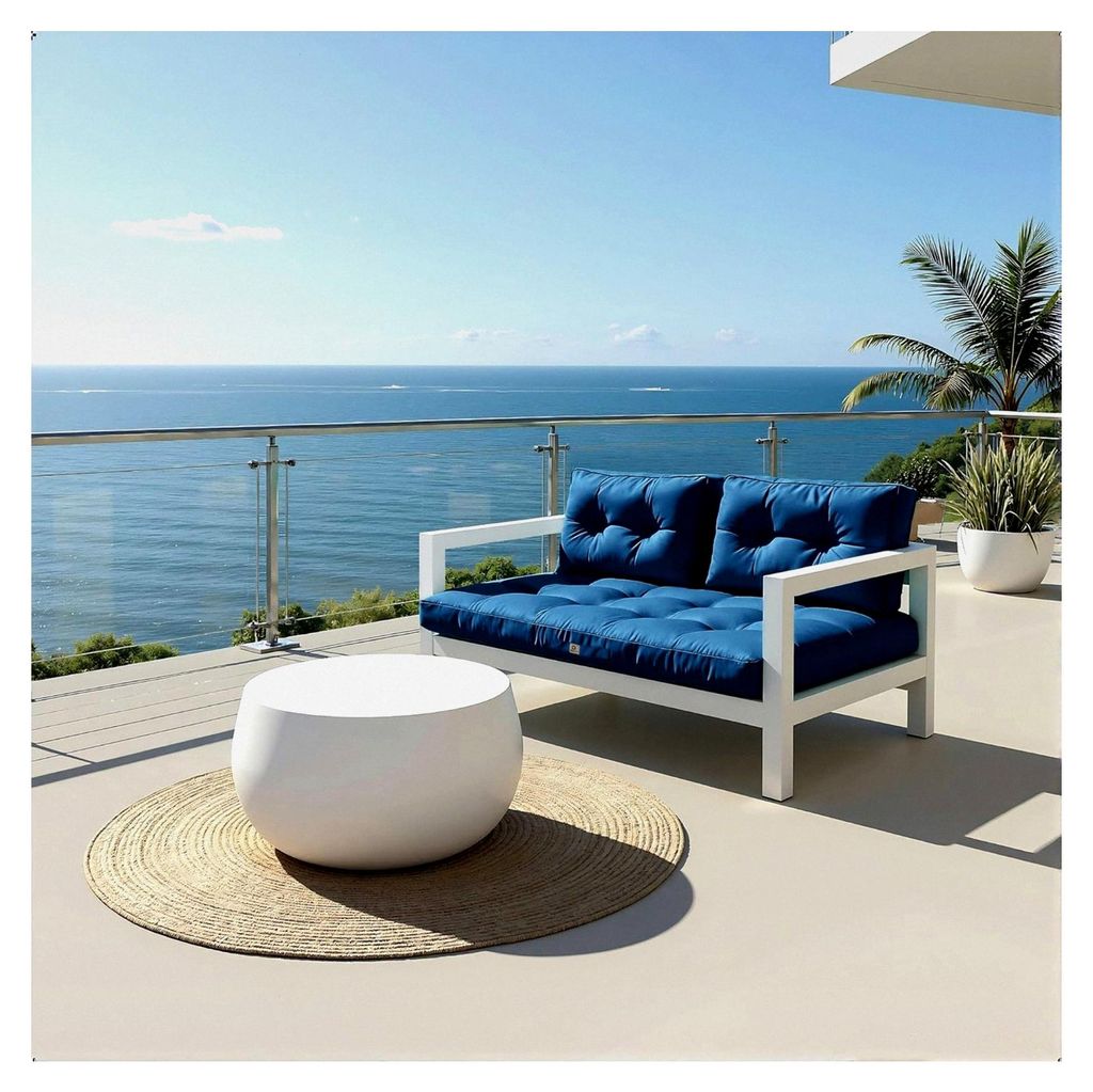 Kissen für Gartenmöbel, Außenkissen, 100 x 50 cm, Ersatzkissen für Sessel, Bank & Outdoor-Stuhl – wasserdicht, bequem & gepolstert, Petrolblau