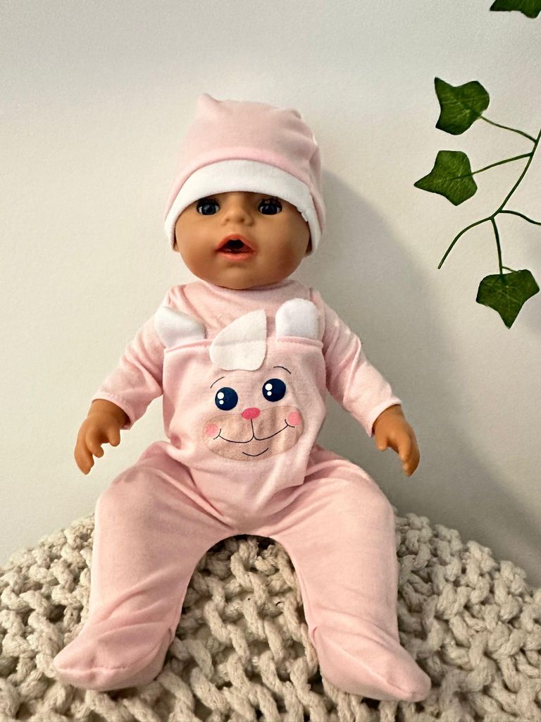 Puppenbekleidung Set 43 cm Baby rosa Strampler Produktbild 