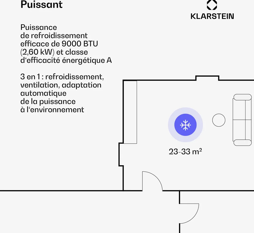 Klarstein Climatiseur Mobile 9000 BTU - Clim Portable Connectée IoT Blanche - 3