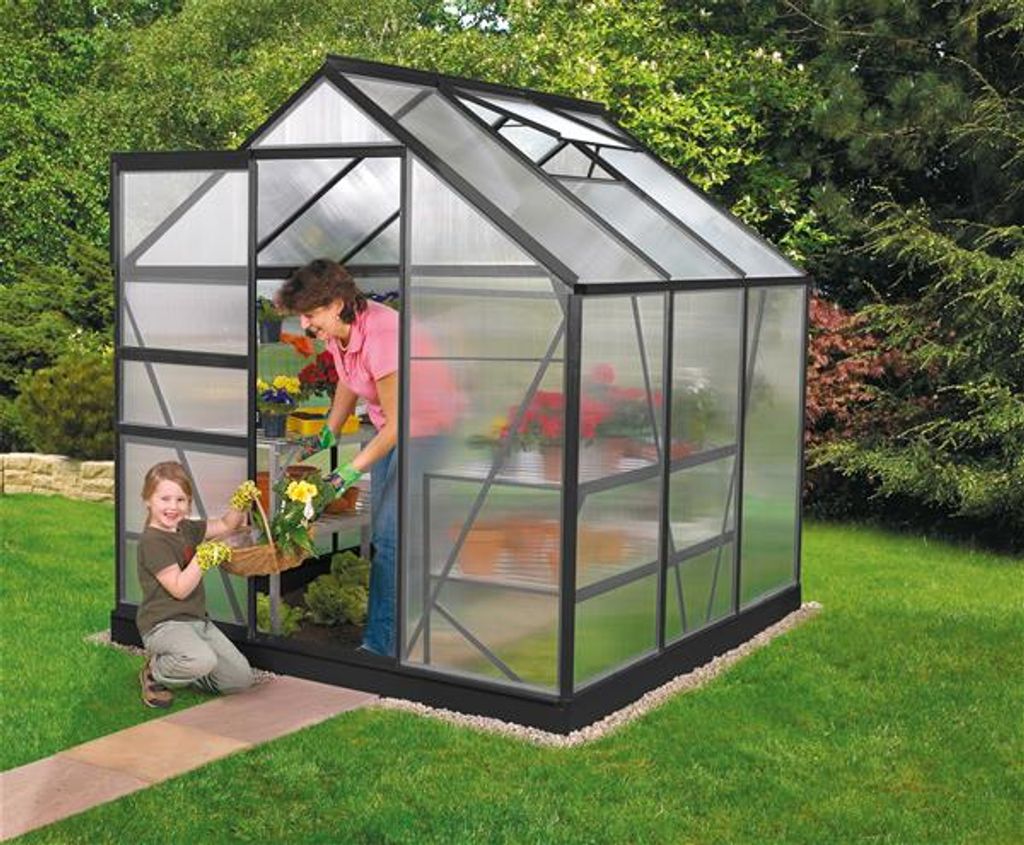 Gewächshaus Vitavia Venus 2500 Alu anthrazit 4mm HKP 2,5m²